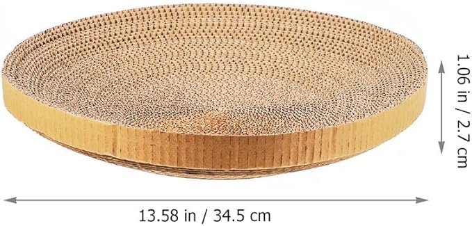 POPETPOP 13.6 Inch Round Cat Scratcher Refill - Large Cardboard Scratch Pad Recycled Corrugated Cardboard Core for Indoor Kitten Cat, Replaceable Scratching Bowl Insert