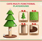 VINGLI 31.5in Christmas Tree Cat Scratcher, Grass Green Cat Scratching Post for Indoor Cats, Large Sisal Cat Scratching Tree Tower with Soft Fleece Base, Stable Cat Tree for Kittens & Adult Cats