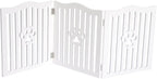 Pet Gate, Wooden Free Standing Dog Gate for Small Dogs and Cats. Great Folding Fence for Doorways, Halls, Stairs. White
