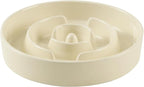 Ceramic 1.6 Cup Slow Feeder Dog Bowl for Medium and Large Breed, 8.2inch Puzzle Dog Food Dish, Anti-Gulping, Stop Bloat, Preventing Choking (Single Bowl-Light Yellow)