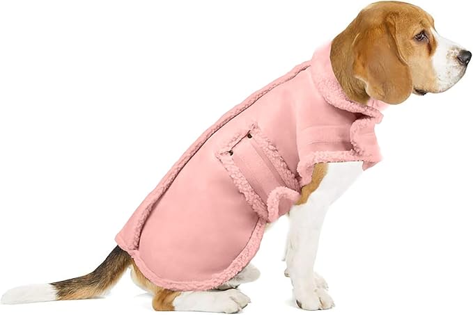 Dog Winter Jacket, Warm Windproof Dog Coat Sweaters for Small Dogs, Thick Apparelf Fleece Coat for Medium Large Dog (Pink Medium)