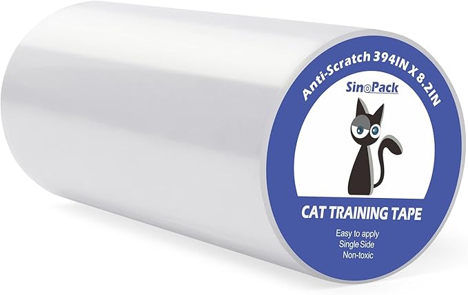 Cat Scratch Guard Tape, 394''x8.2'' Clear Anti Scratch Tape for Furniture, Single Sided Protective Film to Stop Cats & Dogs Scratching Sofa, Door, Walls, Car Interiors