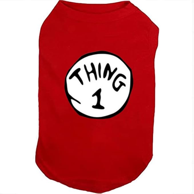 Dog Shirts for Pet Clothes Soft Breathable Puppy Shirts Pop Culture Thing 1 to Thing 9 Printed Pet T-Shirt (RED-1, X-Large)