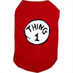 Dog Shirts for Pet Clothes Soft Breathable Puppy Shirts Pop Culture Thing 1 to Thing 9 Printed Pet T-Shirt (RED-1, Small)