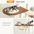 Wood Cat Tree for Large Cats, Modern Indoor Cat Tower with Basket Beds, Cat Condo & Clear Hammock, Multi-Level Wooden Cat Furniture for Home Living Room Decor (Particle Wood)
