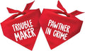 Pawtner in Crime & Trouble Maker Dog Bandana Set (2 Pack - Red, OS 577 578)