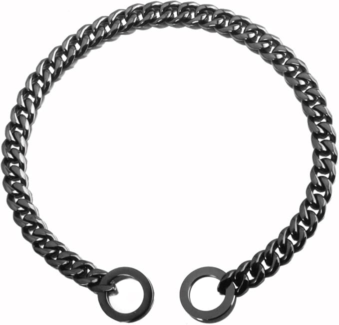 Black Dog Chain Collar 11mm/15mm/19mm Cuban Link Chain Dog Collar Chew Proof Dog Chain Collar Walking Training for Small Medium Large Dogs 12-26inch(11mm,26inch)