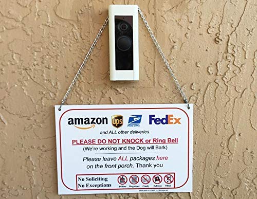 Leave Package Sign - Do Not Knock or Ring Doorbell, Dog Will Bark, 6" x 9" No Rust & Waterproof PVC, Will Not Scratch Hang Sign by SPRYZZLE
