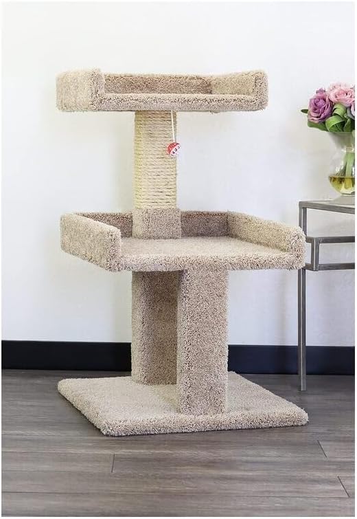 Cat Tree Perch for Large Cats - Durable Cat Play Tower Beige