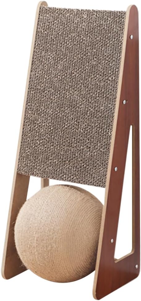 Vertical Cat Scratcher with Ball, 15.75Inch Cardboard Cat Scratcher for Indoor Cats, Sisal Cat Scratching Board, Wooden Cat Climbing Furniture for Wall Couch