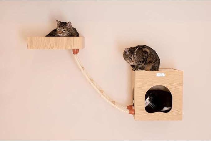 Wall Cat Tree - Condo & Perch - Solid Poplar Wood - 14" x 12" x 14"