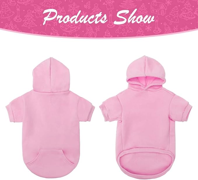 KOOLTAIL Dog Hoodie for Large Medium Small Dogs, Soft and Warm Pet Sweater with Leash Hole and Pocket Boy Girl, Puppy Fall Winter Jacket Clothes, French Pitbull Cold Weather Coat Sweatshirt, Pink SM