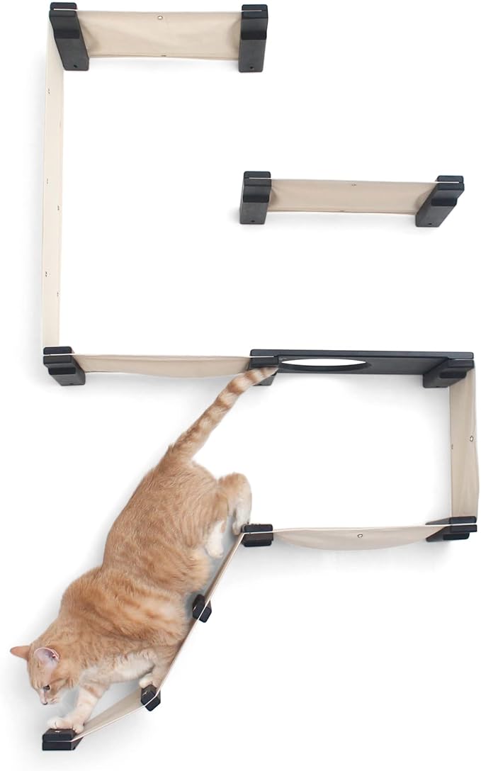 Catastrophic Creations Deluxe Cat Fort Cat Tower – Cat Condo Fort w/Escape Hatch, 4 Cat Hammocks, & Cat Scratching Post – Durable Bamboo Cat Wall Furniture - Wall Mounted Cat Tree for Indoor Cats