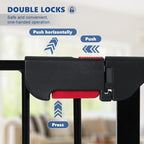 Freestanding Dog Gates with Door Walk Through, Extra Wide Doggy Door 100" W x 29" H Pet Gate Safty 4 Panels Dog Fence for Stairs, Doorways