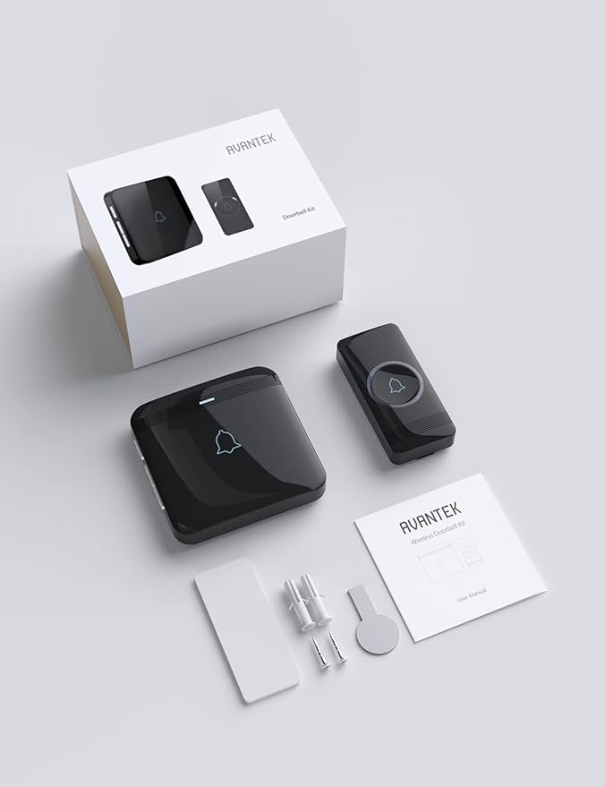 AVANTEK Wireless Doorbell, D-3G Waterproof Chime Kit Operating at Over 1300 Feet with 52 Melodies, 5 Volume Levels & LED Flash