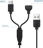 2-Pack Dog Shock Collar Charger Cord Replacement for Jugbow Training Collar, 2-in-1 Magnetic and USB C Charging Cable