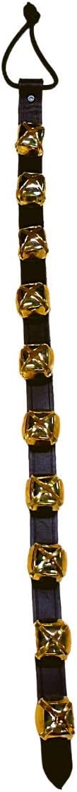 Warner Arctic Sleigh Bells Decorative Leather Strap Door Bells USA (28" with 10 Bells, Black Leather with Brass Bells)