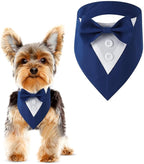 Dog Wedding Bandana, Formal Dog Tuxedo Adjustable Pet Collar with Bow, Small, Medium and Large Wedding Clothing, Birthday Gifts for Dogs (Small, Blue)