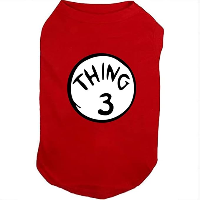 Dog Shirts for Pet Clothes Soft Breathable Puppy Shirts Pop Culture Thing 1 to Thing 9 Printed Pet T-Shirt (RED-3, XX-Large)