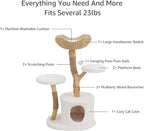 Unipaws Modern Cat Tree Tower for Small and Large Cats, Real Solid Wood Branch Luxury Cat Condo with Scratching Post and Cat Bed, Indoor Furniture for Cat Lover Gifts