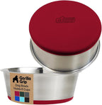 GORILLA GRIP Dog Bowls, Food Grade 304 Stainless Steel, Holds 6 Cups Each (48 fl oz) Food and Water Bowl for Feeding Dogs and Cats, Dishwasher Safe, Rust Resistant, BPA Free Rubber Base Set of 2 Red
