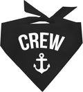 Crew with Anchor Dog Bandana | 100% Cotton | Made in USA | Boat & Fishing | Captain | Beach & Lake | Summer | Outdoors | Father's Day |Black, X-Small (265)