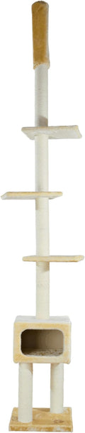 Trixie Santander Floor to Ceiling Cat Tower, Adjustable 96"-108" Height Sisal Cat Scratcher, Cat Condo, Platforms