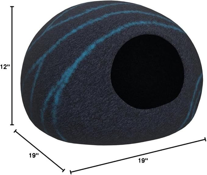 MEOWFIA Cat Cave – Premium Felt Cat Bed for Indoor Cats, Handmade Merino Wool (Black Aqua, Large)