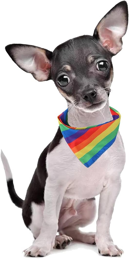 Tinsow 2 Pcs Dog Bandanas Gay Pride Rainbow Bandanas Cotton Handkerchiefs Party Supply Pet Bandana
