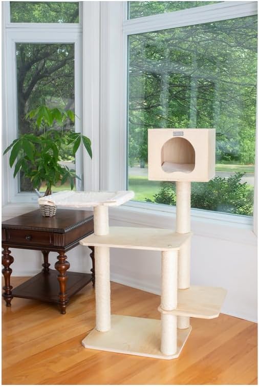 Scots Pine Cat Tree - Playhouse, Perch & Scratching Posts - 49" Tall