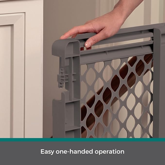 MyPet 2-in-1 Easy Swing Petgate: 27"-41" Wide Dog Gate. Safety Latch, Hardware Mount. Pet Gates for Doorways & Stairways. Made in USA. 27" Tall, Fieldstone