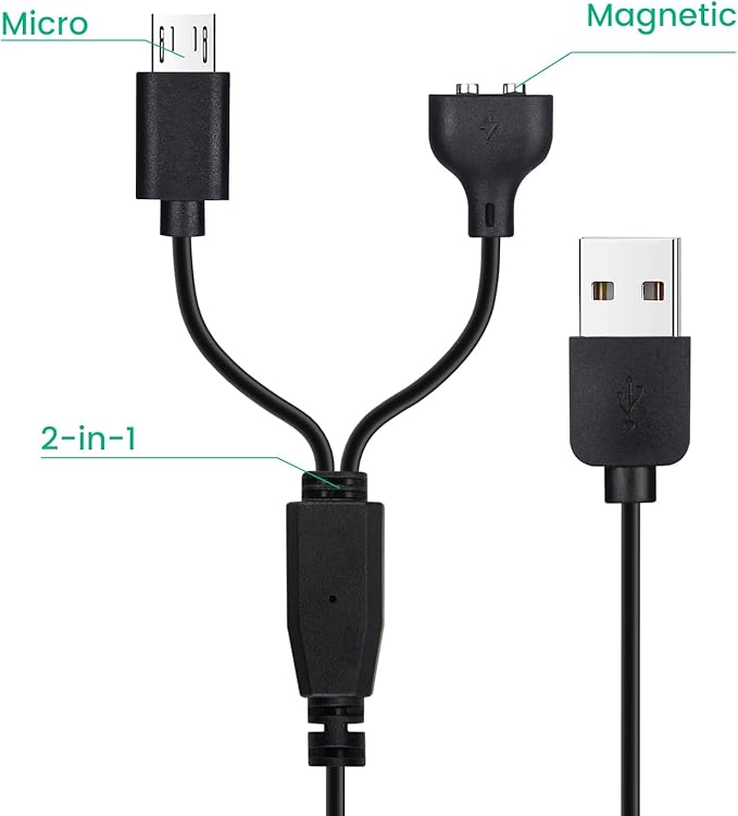 2-Pack Charger Replacement for NVK Dog Training Collar, Magnetic Charging Cable for UKE Shock Collar, Black