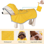 SlowTon Dog Raincoat, Adjustable Dog Rain Jacket Clear Hooded Double Layer, Waterproof Poncho with Reflective Strip Straps and Storage Pocket for Small Medium Large Dog (XXXL)