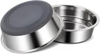 Dog Bowls Durable Heavy Duty Stainless Steel Dog Bowls Non-Slip Basic Bowl for Dogs with Rubber Base (2 Pack, 2 Cups)
