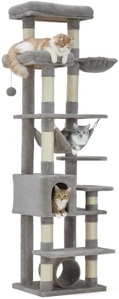 Plush Cat Tree Multi-Level Cat Tower with Scratching Posts for Indoor Cats