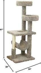 French Country Multiple Perch Cat Tree, Cat Tree with Scratch Post for All Cat Breeds, Indoor Cat Gym with Perches, Sturdy Wood Construction with Carpet Upholstery