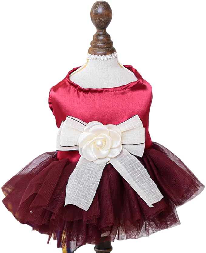 Fashion Sweet Puppy Dog Blingbling Princess Skirt Pet Dog Lace Cake Camisole Tutu Dress J-red S