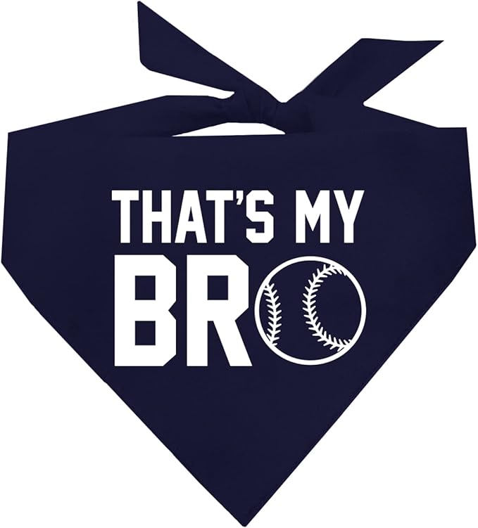 That's My Bro Dog Bandana | 100% Cotton Adjustable Triangle | Made in USA | Baseball| Sports | Biggest Fan | Game Day | Navy, X-Small (535)