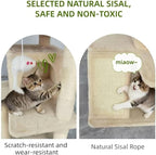 Cat Tree Tower for Indoor Cats,Cat House with Sisal Scratching Post,Multi-Level Cat Condo and 3 Large Platforms (Beige)