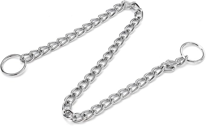 Metal Chain Collars for Large Dogs Training Slip Link Collar for Dogs Heavy Duty Martingale Collars for XXS XS Small Medium Large Breed Pets Boys Girls, Silver L