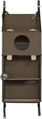 Door-Mounted Cat Tree Climber, 4-Tier Hanging Cat Tree with Removable Pillow & Toys, Space-Saving Cat Door-Hanging Climbing Hammock for Indoor Cats, Easy No-Drill Installation, Gray