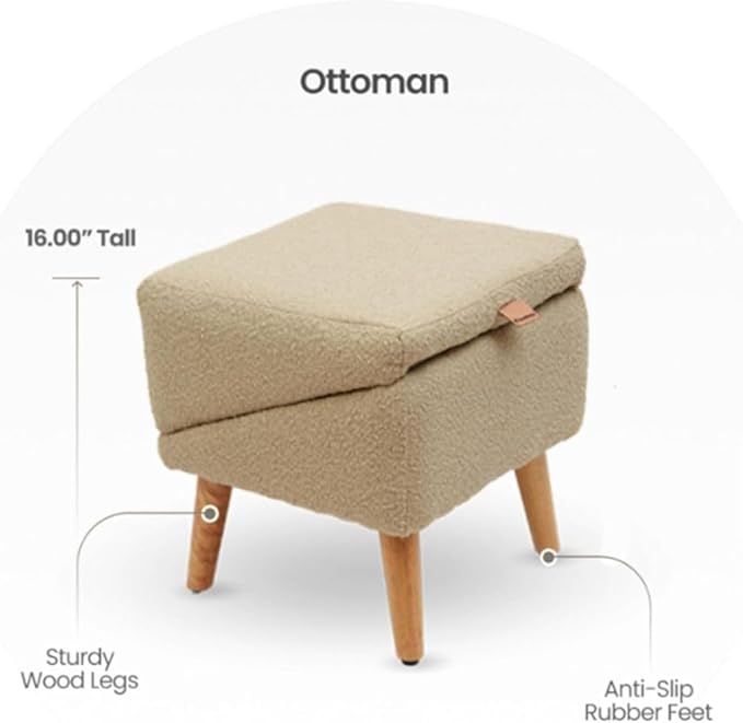 Split Ottoman Dog Ramp, 14.5" H Dog Chair with Ramp for Bed, Folding DogStairs, for Large and SmallDogs, 2-in-1 Lightweight Pet Steps (Beige, Large)