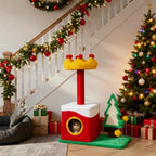 29.5in Christmas Plush Cat Tree, Multi-Level Cat Tower with Condo, Crown Perch & Sisal Posts, Festive Cat Activity Center for Indoor Small Cats, Holiday Cat Furniture Gift