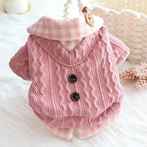 Dog Princess Sweater for Small Dogs Thick Shirt Plaid Clothes Costume Pet Girl Cute Coat Outfits Fall Costumes Winter Dog Sweaters (L,Blue)