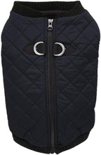 Gooby Fashion Vest Dog Jacket - Black, Medium - Warm Zip Up Bomber Vest with Dual D Ring Leash - Winter Water Resistant Small Dog Sweater