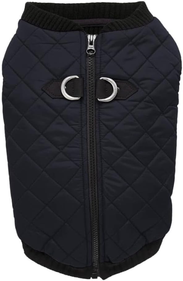 Gooby Fashion Vest Dog Jacket - Black, X-Small - Warm Zip Up Bomber Vest with Dual D Ring Leash - Winter Water Resistant Small Dog Sweater