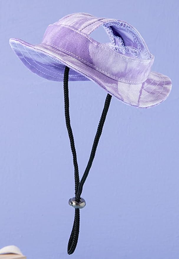 Round Brim Princess Hat Visor Hat Pet Dog Mesh Porous Sun Hat with Ear Holes for Small, Extra Small Dog Teddy, Pug, Chihuahua, Shih Tzu, Yorkshire Terriers, Papillon T-Purple M