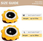 Cat Beds for Indoor Cats - Sun flower-shaped Cat Cave Bed with Hanging Toy,Super Soft Calming Pet Bed for Kitten&puppy,Small Dog,Warm Plush&Machine Washable&Removable Cotton Pad,cat Hideaway(Brown L)