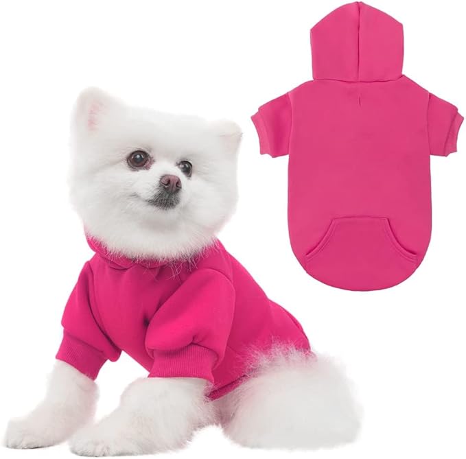 KOOLTAIL Dog Hoodie for Large Medium Small Dogs,Soft&Warm Pet Sweater with Leash Hole and Pocket Boy Girl,Puppy Fall Winter Jacket Clothes,French Pitbull Cold Weather Coat Sweatshirt,Deep Pink SM