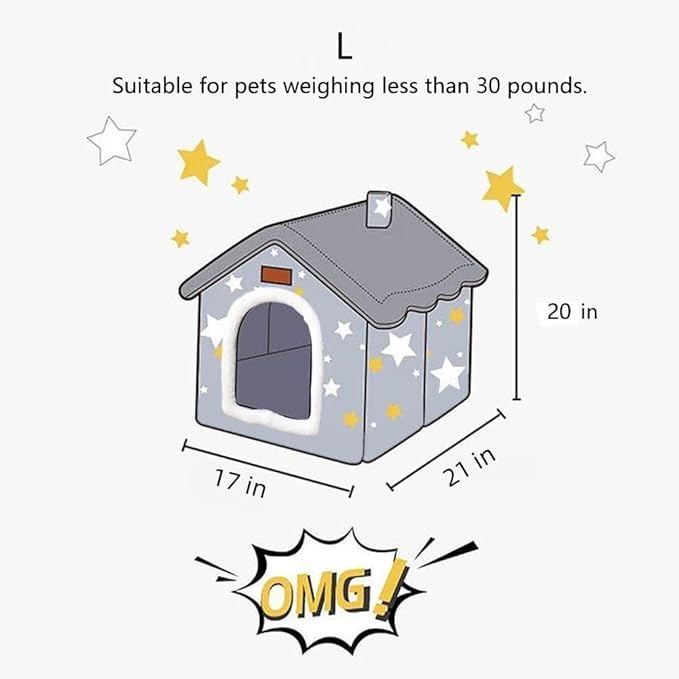 Dog House Indoor Memory Sponge, Foldable Dog House Kennel Bed Mat with Cushion for Small Medium Large Dogs Cats, Winter Warm Cat Nest Puppy Cave Sofa Pet Products (Large)